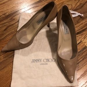 Jimmy Choo Romy Patent Pointed Toe 60mm Pump, Nude